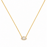 14K Gold East West Lab Grown Marquise Diamond Bezel Pendant Necklace