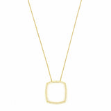14K Gold Hollow Cushion Shape Pendant Necklace