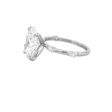 14K Gold 3.50 Lab Grown Oval Diamond Station Marquise Engagement Ring