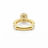 14K Gold 5.00 Carat Lab Grown Round Diamond Under Halo U Prong Engagement Ring