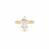 14K Gold 3.00 Carat Lab Grown Marquise Diamond Prong Set Engagement Ring with Diamond Under Halo and Prongs