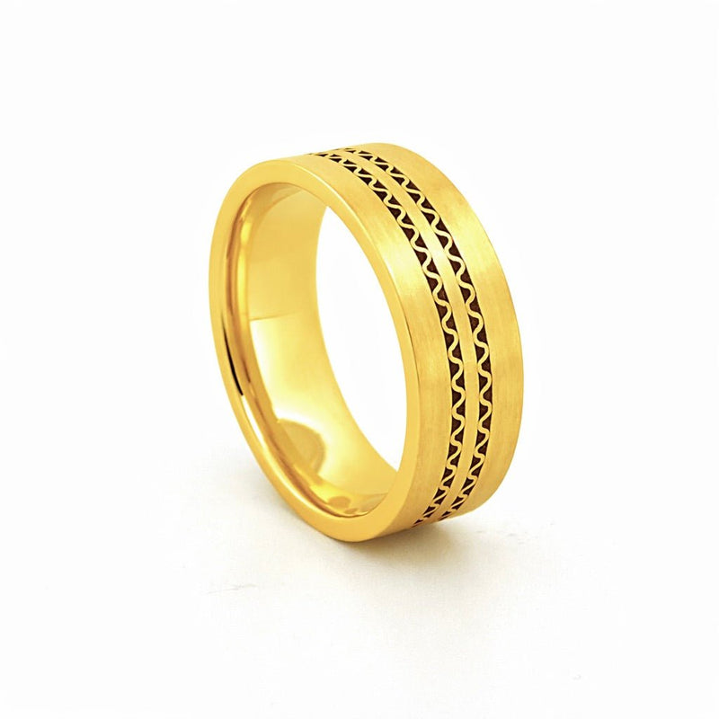 14K Gold Grate Mens Band
