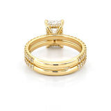 14K Gold 2.50 Carat Lab Grown Radiant Diamond Under Halo Bowtie Engagement Set