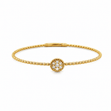 14K Gold Beaded Round Cluster Diamond Bangle