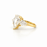 14K Gold 5.00 Carat Lab Grown Trio Pear Engagement Ring