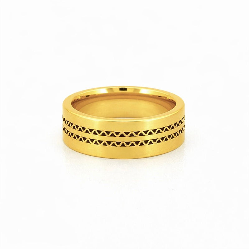 14K Gold Grate Mens Band