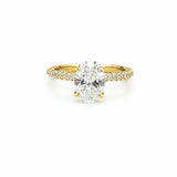 14K Gold Lab Grown 2.00 Carat Oval Diamond 3D Engagement Ring with Under Halo