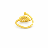 14K Gold Diamond Open Leaf Ring