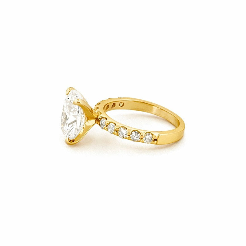 14K Gold Lab Grown Oval Diamond Halfway Engagement Ring