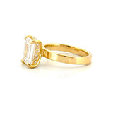 14K Gold Lab Grown Emerald Diamond Solitaire Under Halo Engagement Ring