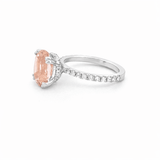 14K Gold Diamond Under Halo with 2.54 Carat Oval Morganite Engagement Ring