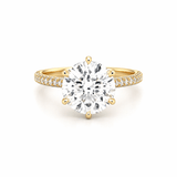 14K Gold Lab Grown 6-Prong 4.00 Carat Round Diamond on 3D 3/4 Setting Engagement Ring