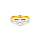 14K Two Tone Gold 6 Prong Cathedral 0.50 Carat Natural Round Solitaire Engagement Ring