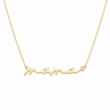 14K Gold Cursive Mama Diamond Pendant