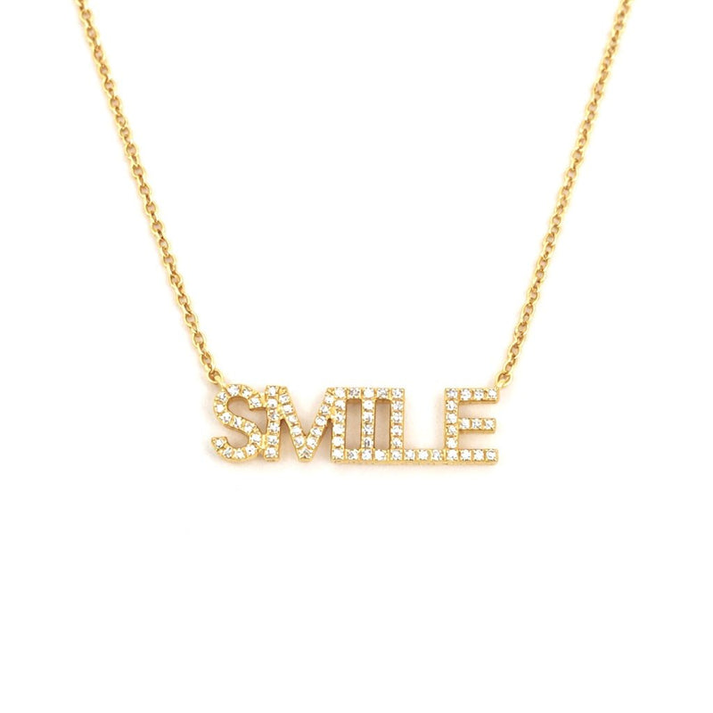 14K Gold Diamond Smile Pendant Necklace
