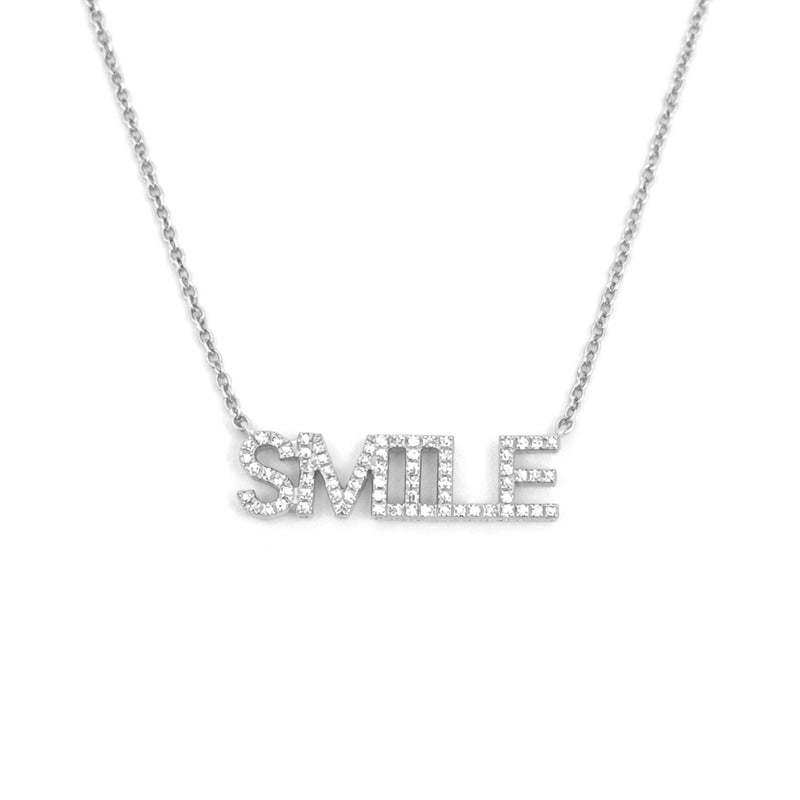 14K Gold Diamond Smile Pendant Necklace