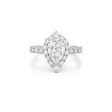 14K Gold 1.00 Cara Lab Grown Pear Diamond Shield Halo Cathedral Engagement Ring