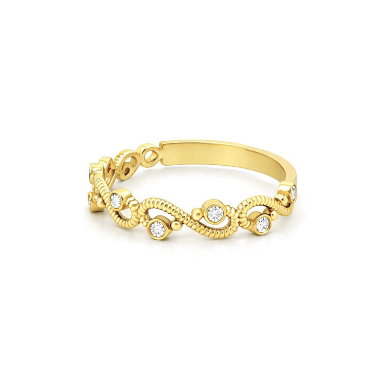 14K Gold Wire Curve Diamond Band