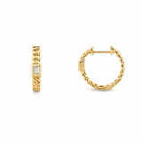 14K Gold Bezel Emerald Cut Diamond Cuban Earrings