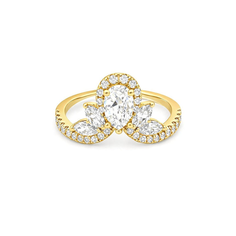 14K Gold Diamond Marquise and Pear Crown Band
