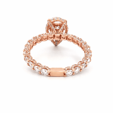 14K Gold Pear Shape Cluster Natural Diamond U Prong and Diamond Prong Engagement Ring w/ Under Halo