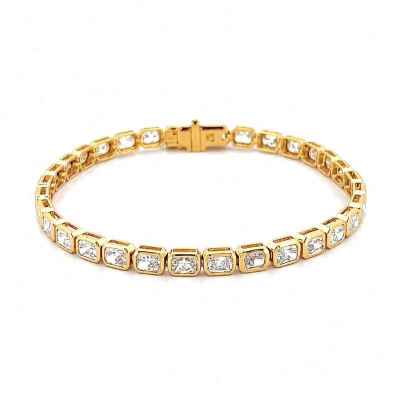 14K Gold Lab Grown Radiant Bezel Tennis Bracelet