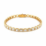 14K Gold Lab Grown Radiant Bezel Tennis Bracelet