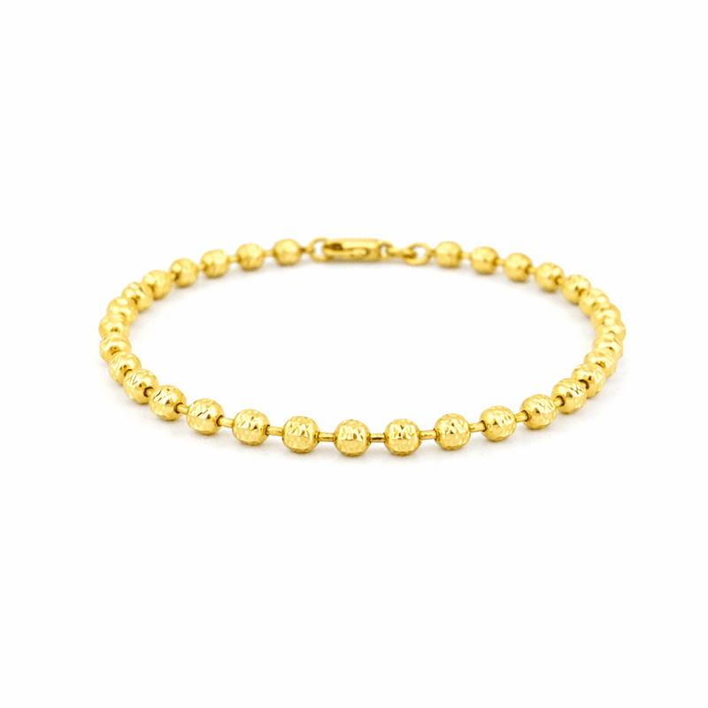 14K Gold 3.6MM Diamond Cut Ball Bracelet