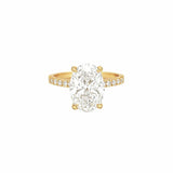 14K Gold 4.00 Carat Lab Grown Oval Diamond Prong Under Halo Engagement Ring