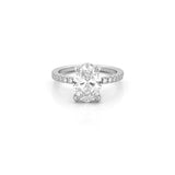 14K Gold 2.00 Carat Lab Grown Oval Diamond Under Halo Engagement Ring