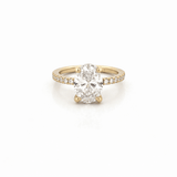 14K Gold 4.00 Carat Lab Grown Oval Diamond Under Halo Engagement Ring
