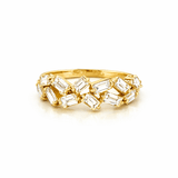 14K Gold Two Row Staggered Diamond Band