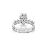 14K Gold 3.00 Carat Lab Grown Oval Diamond Prong Set Engagement Set with Diamond Under Halo and Prongs