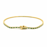 14K Gold Emerald and Diamond Tennis Bracelet