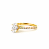 14K Gold 1.50 Carat Lab Grown Oval Diamond 3/4 3D Cathedral Engagement Ring