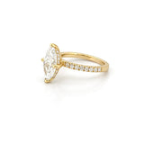 14K Gold 2.00 Carat Lab Grown Marquise Diamond Under Halo Engagement Ring