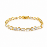14K Gold East West Lab Grown Multi Shape Diamond Bezel Tennis Bracelet