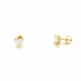 14K Gold Natural Heart Diamond Stud Earrings