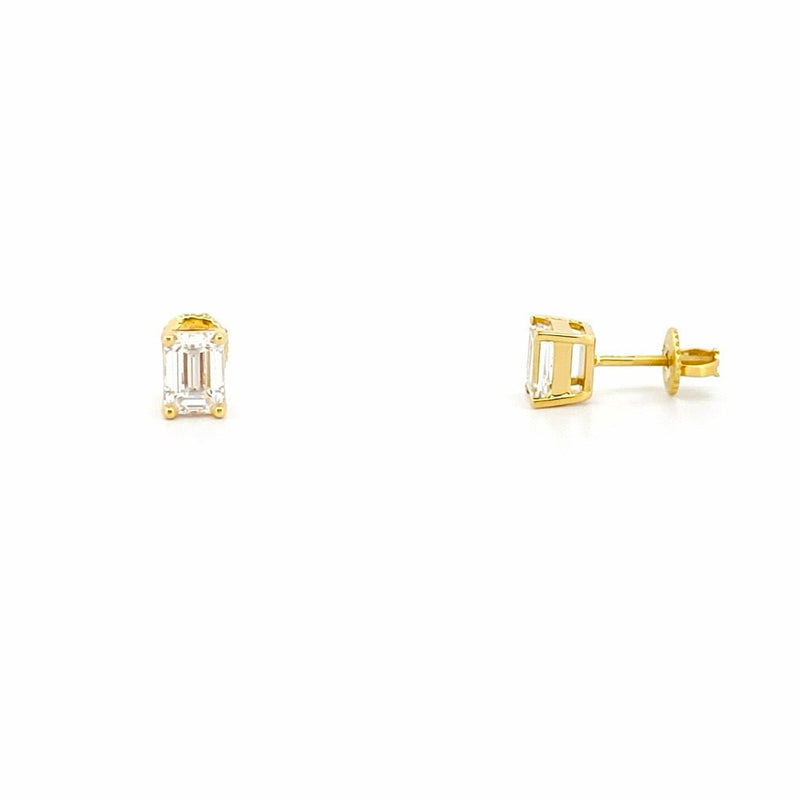 14K Gold 1.50 Carat Lab Grown Emerald Diamond Stud Earrings
