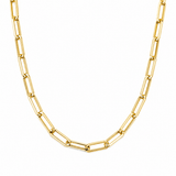 14K Gold Paper Clip Large Necklace