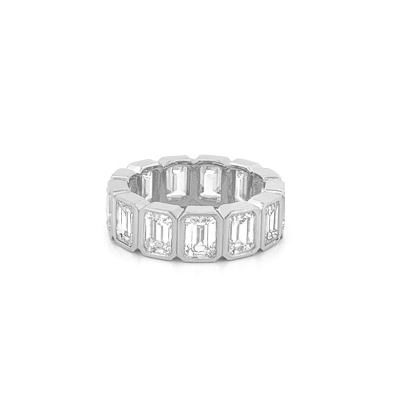 14K Gold 6.4MM Emerald Bezel Lab Grown Diamond Fashion Band