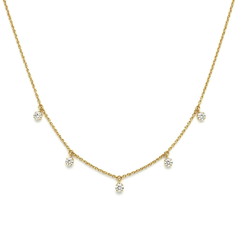 14K Gold Spaced Dangling Diamond Necklace