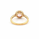 14K Gold Round Halo Morganite Cathedral Ring