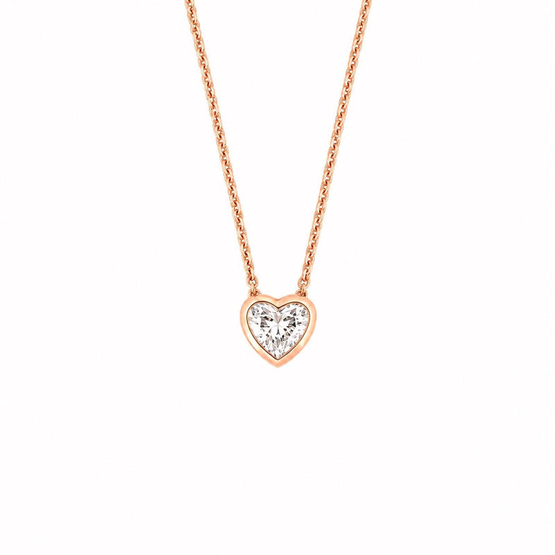 14K Gold Heart Bezel Diamond Pendant
