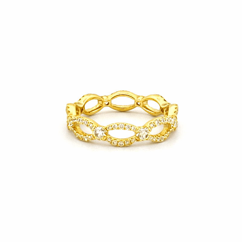 14K Gold Twist Station Diamond Ring