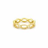 14K Gold Twist Station Diamond Ring