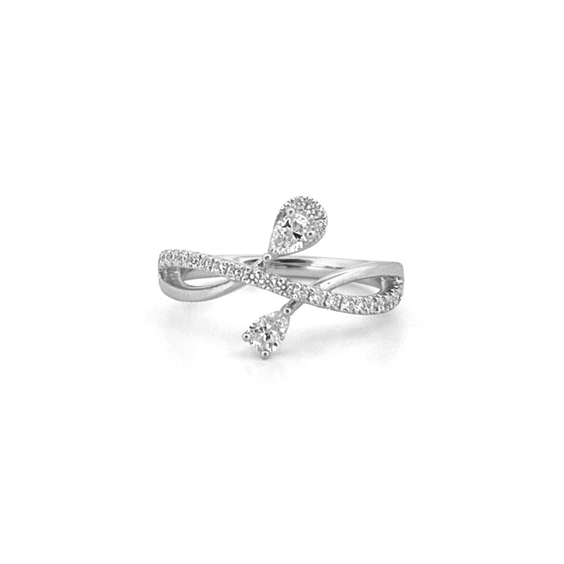 14K Gold Pear Wrapped Diamond Split Band