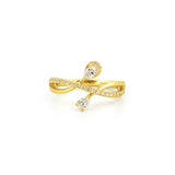14K Gold Pear Wrapped Diamond Split Band