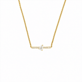 14K Gold Center Pear Bar Pendant