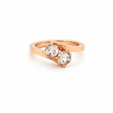 14K Gold Two Round Morganite Split Band